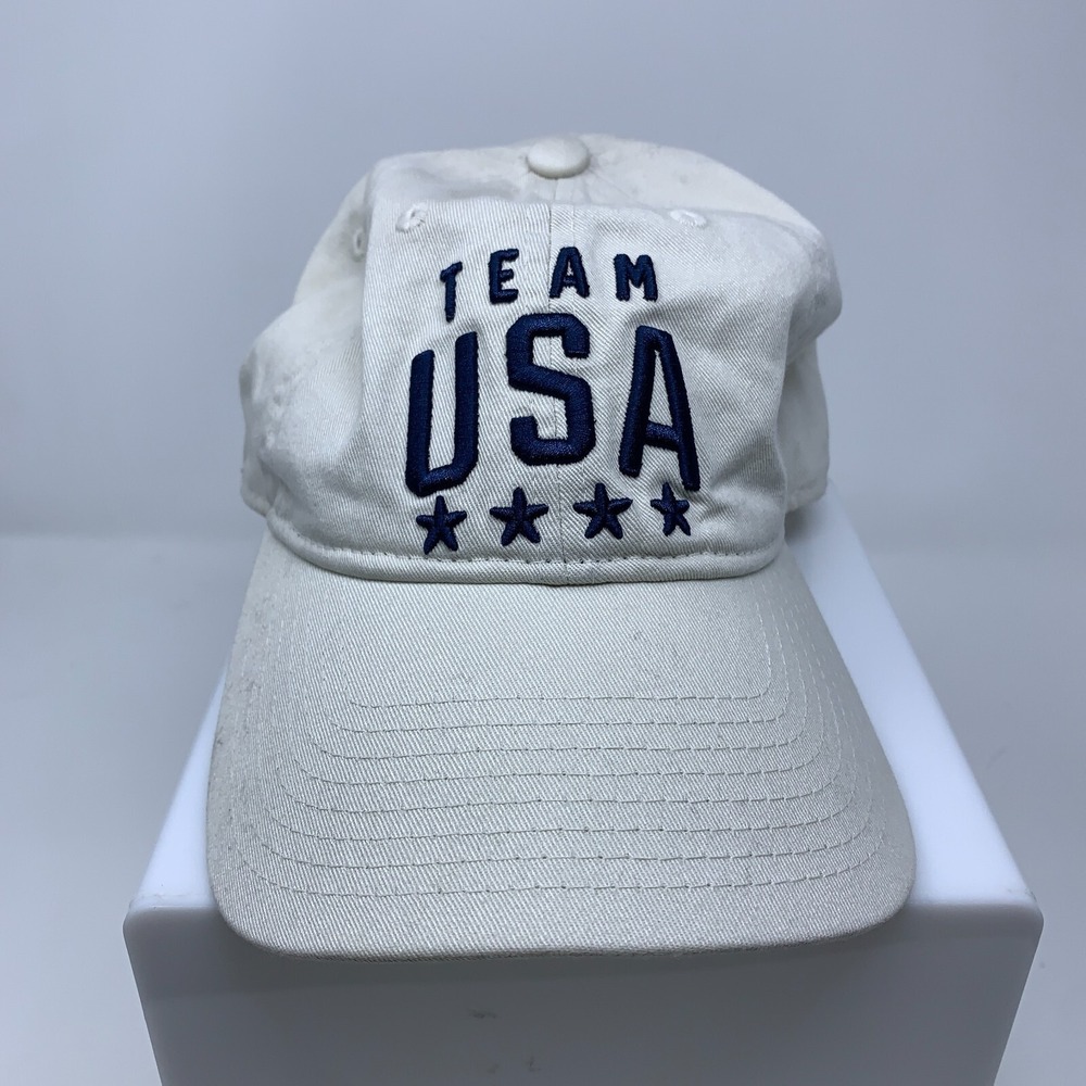 Team USA Olympic Adult One Size Tan Canvas Adjustable Strap Back Cap New
